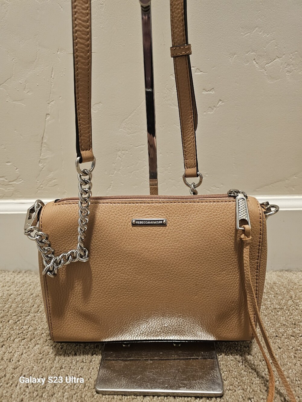 Rebecca Minkoff Beige Leather Crossbody Bag.